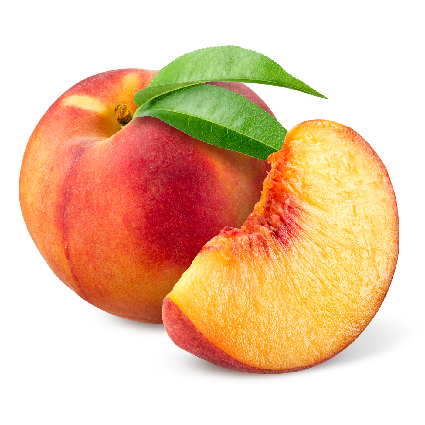 Yellow peach whole and slice image