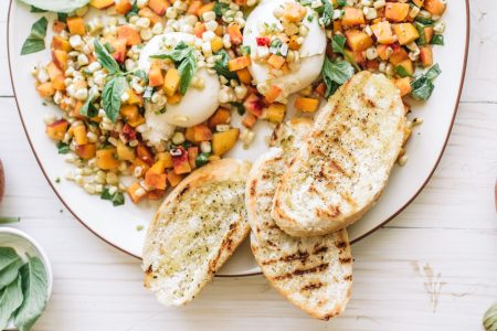 Corn, Peach & Basil Salad