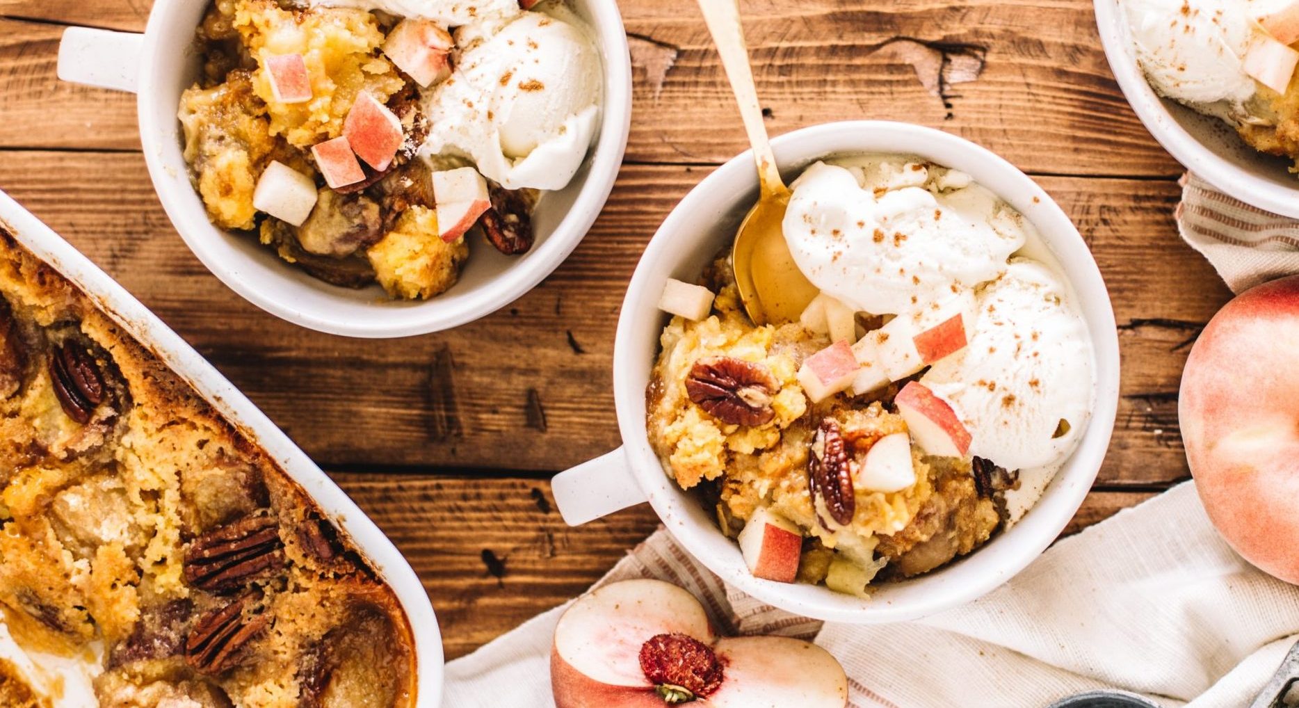 Donut White Peach Dump Cake - Family Tree Farms